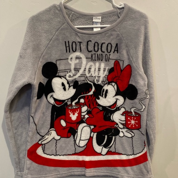 Disney Mickey & Minnie Mouse Hot Cocoa Longsleeve Top Size L - Picture 1 of 4